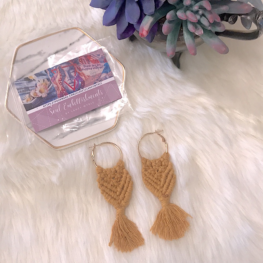 🆕Trendy Macrame Earrings Handmade w/ L♥️VE; Boho Bohemian Style🪶Light Weight - Picture 10 of 16